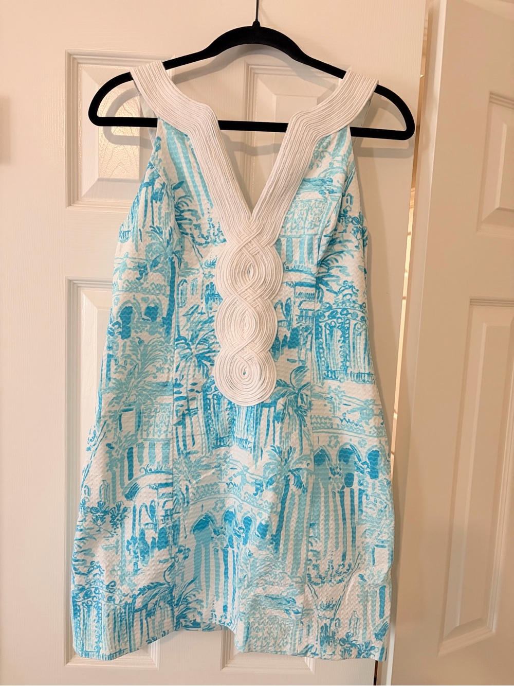 Lilly Pulitzer Vintage Worth Avenue Rope Knot Shift Dress Turquoise White